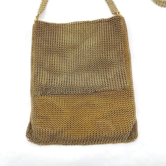 Whiting & Davis by Leo Narducci Vintage 1960 Mesh Gold Color Shoulder Bag - Picture 2 of 11